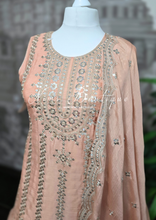 Nims Boutique Peach Zari Work sharara suit Size 16-18