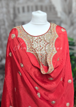 Nims Boutique Luxury Red Embroidered Lehnga Suit Size 12-14