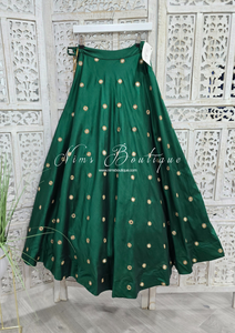 Rani Luxury Silk Dark Green Mirror readymade skirt/lehnga (size 4-18)