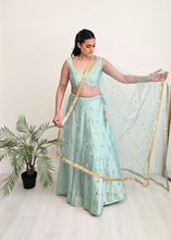 Nims Boutique Dusky Mint Net Sequin Dupatta/Chunni