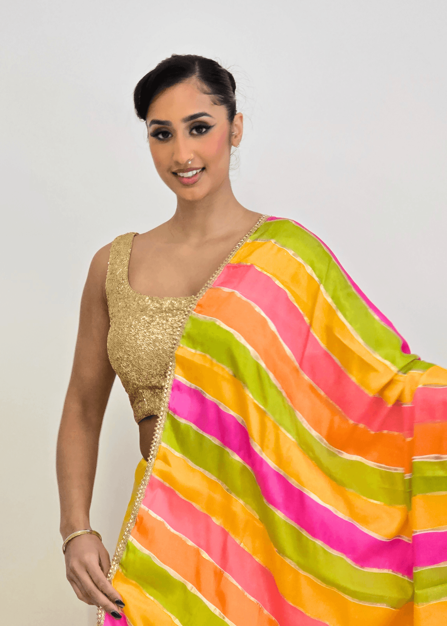 Nims Boutique Multicolour Stripe Georgette Dupatta/Chunni 2
