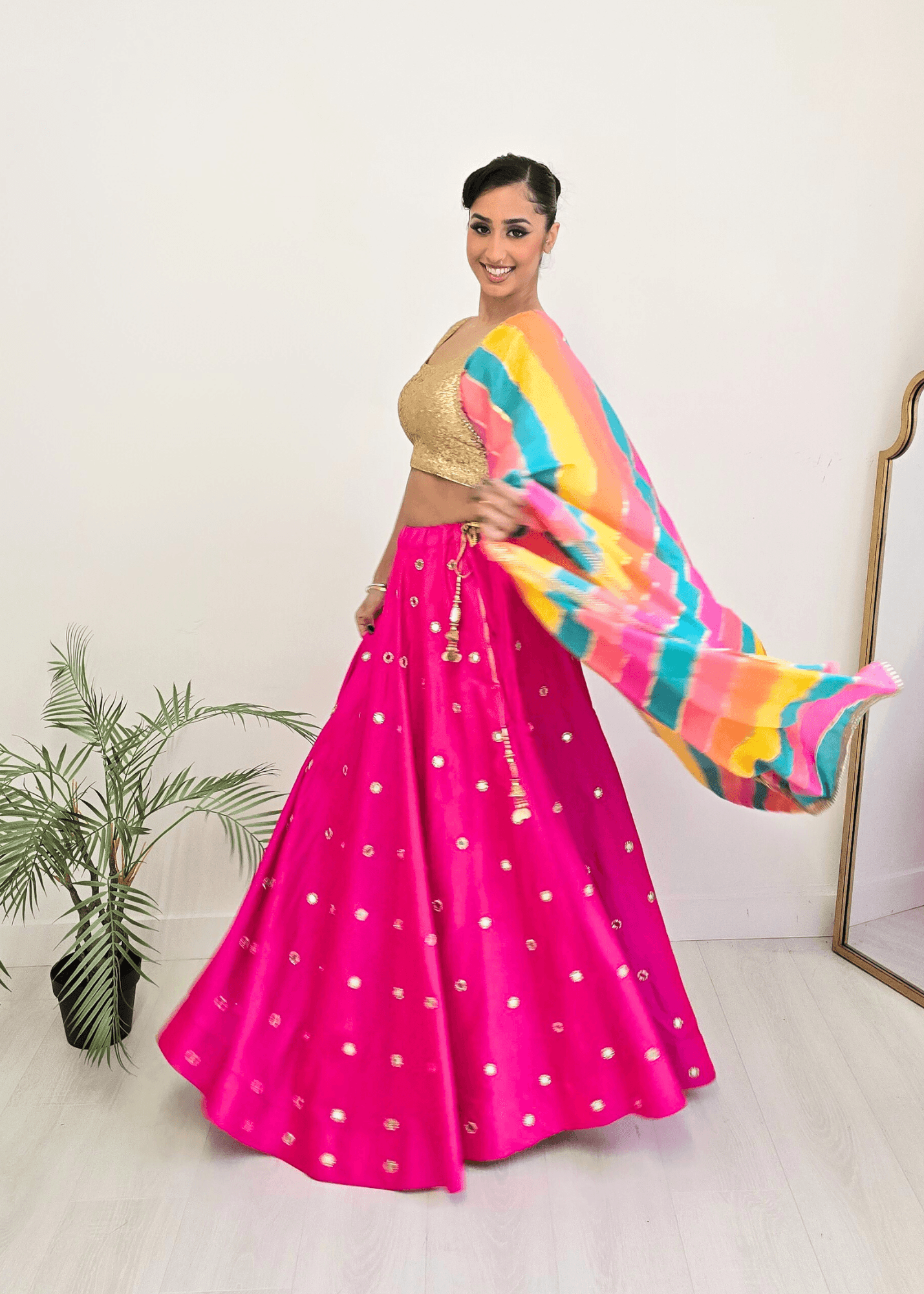Nims Boutique Multicolour Stripe Georgette Dupatta/Chunni 3