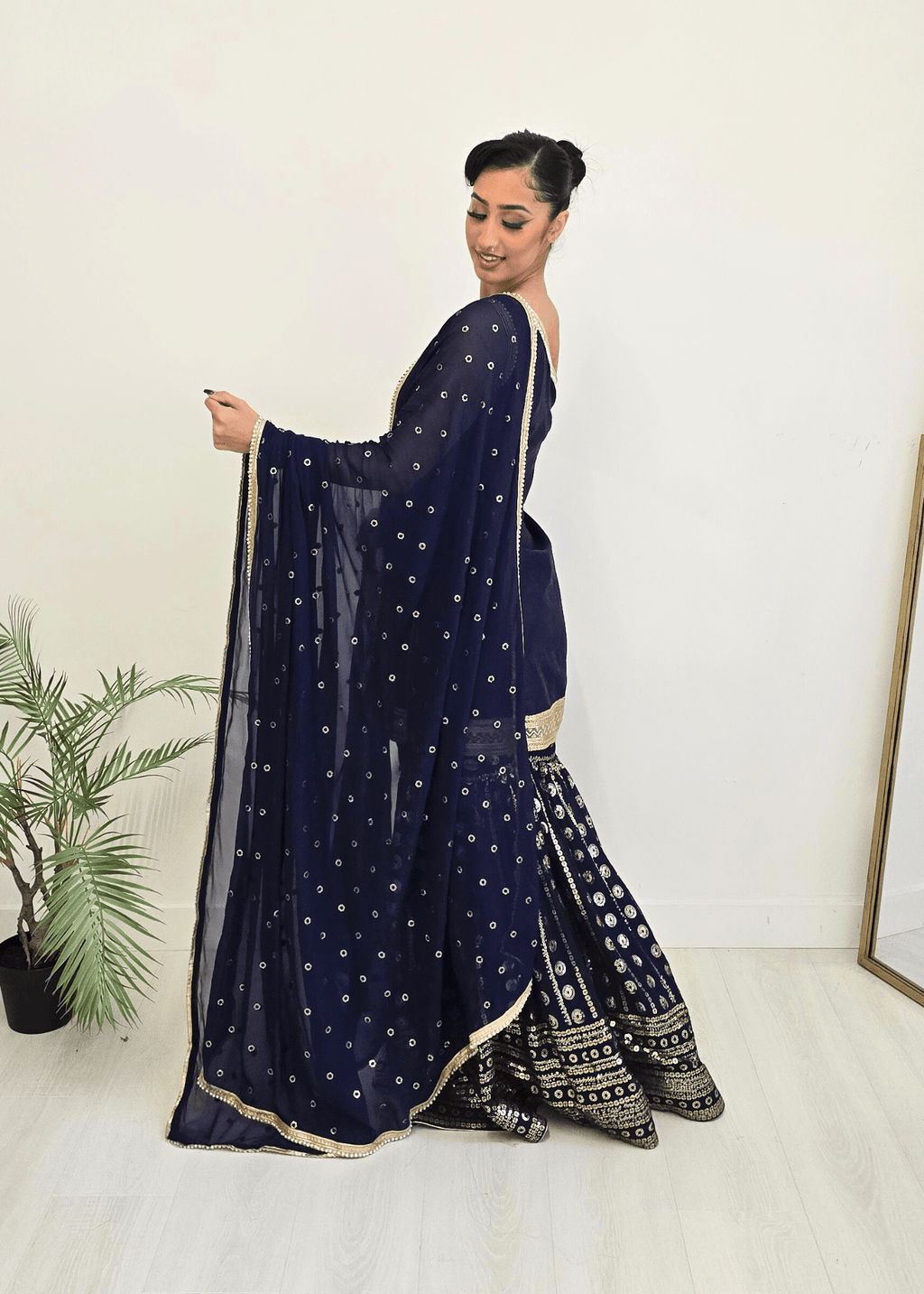 Nims Boutique Vaani Navy One Shoulder Luxury Gharara Suit sizes 6-14