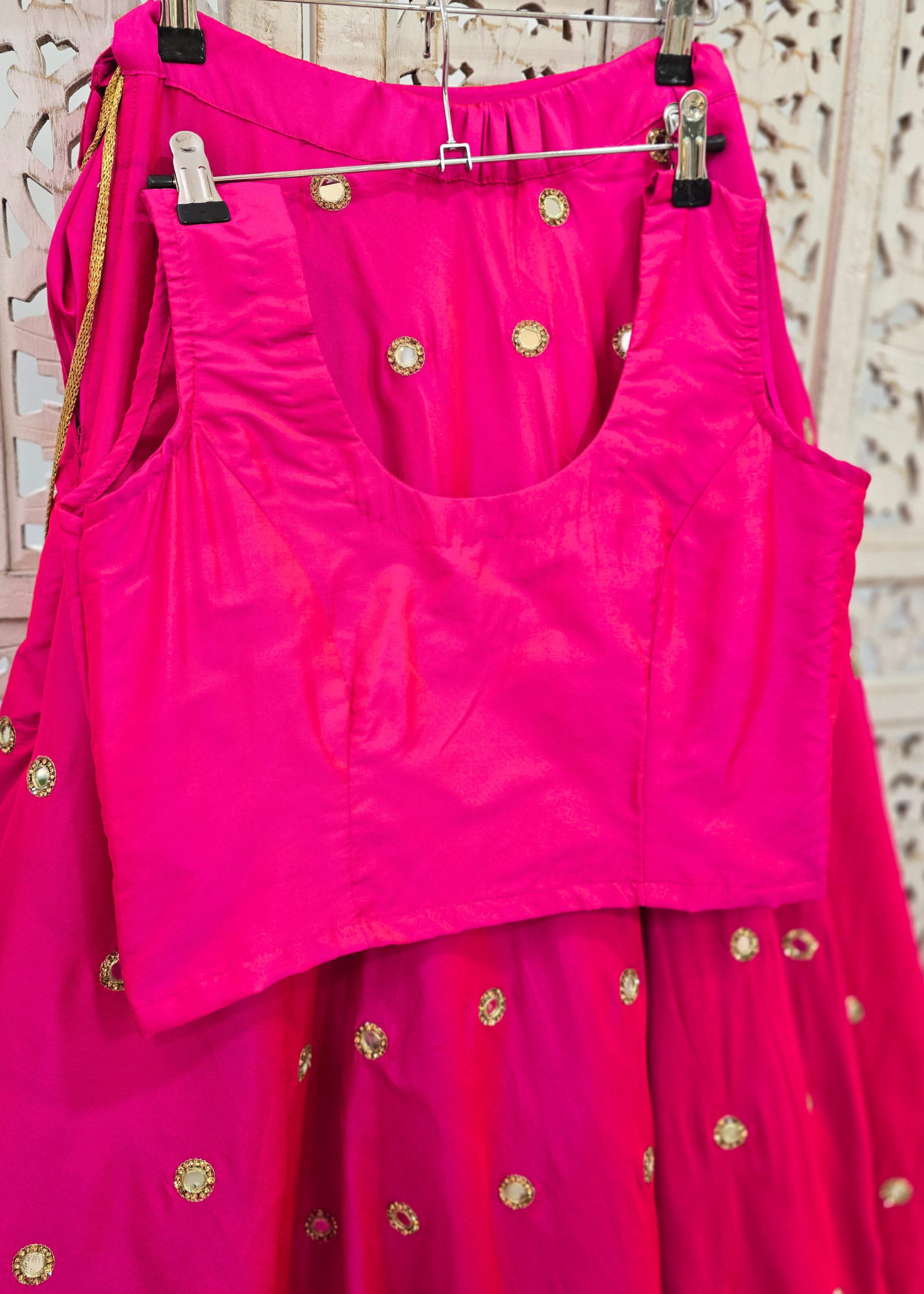 Sleeveless Hot Pink Silk Blouse (4-26)