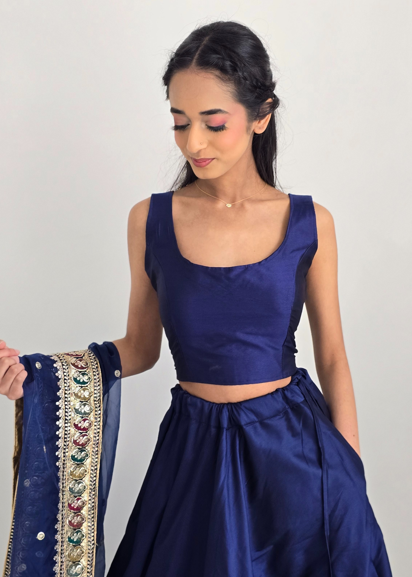 The NB Navy Silk Blouse (petite sizes 4-8)