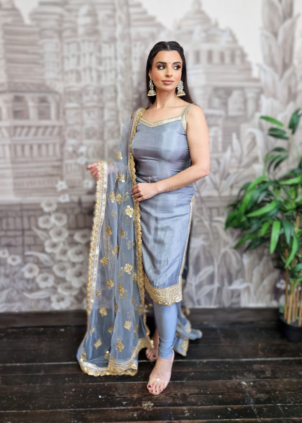 The NB Classic Sleeveless Grey Silk Pajami Suit (sizes 4 to 20)