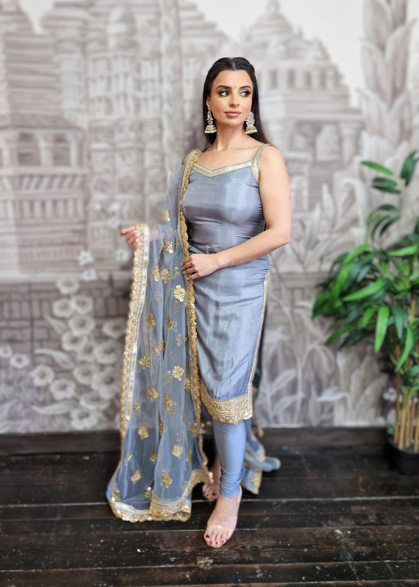 The NB Classic Sleeveless Grey Silk Pajami Suit (sizes 4 to 20)