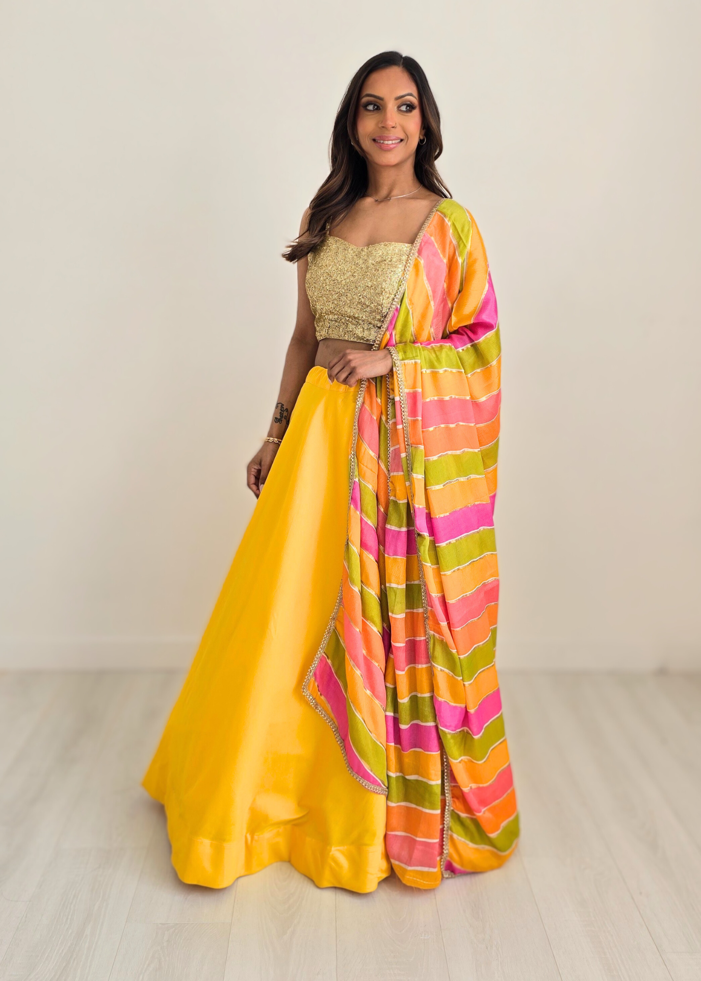 Multicolour Stripe Georgette Dupatta/Chunni (2)