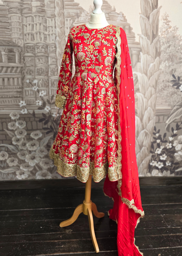 Amrita Red & Multicolour Anarkali Pajami Suit (sizes 6-10)