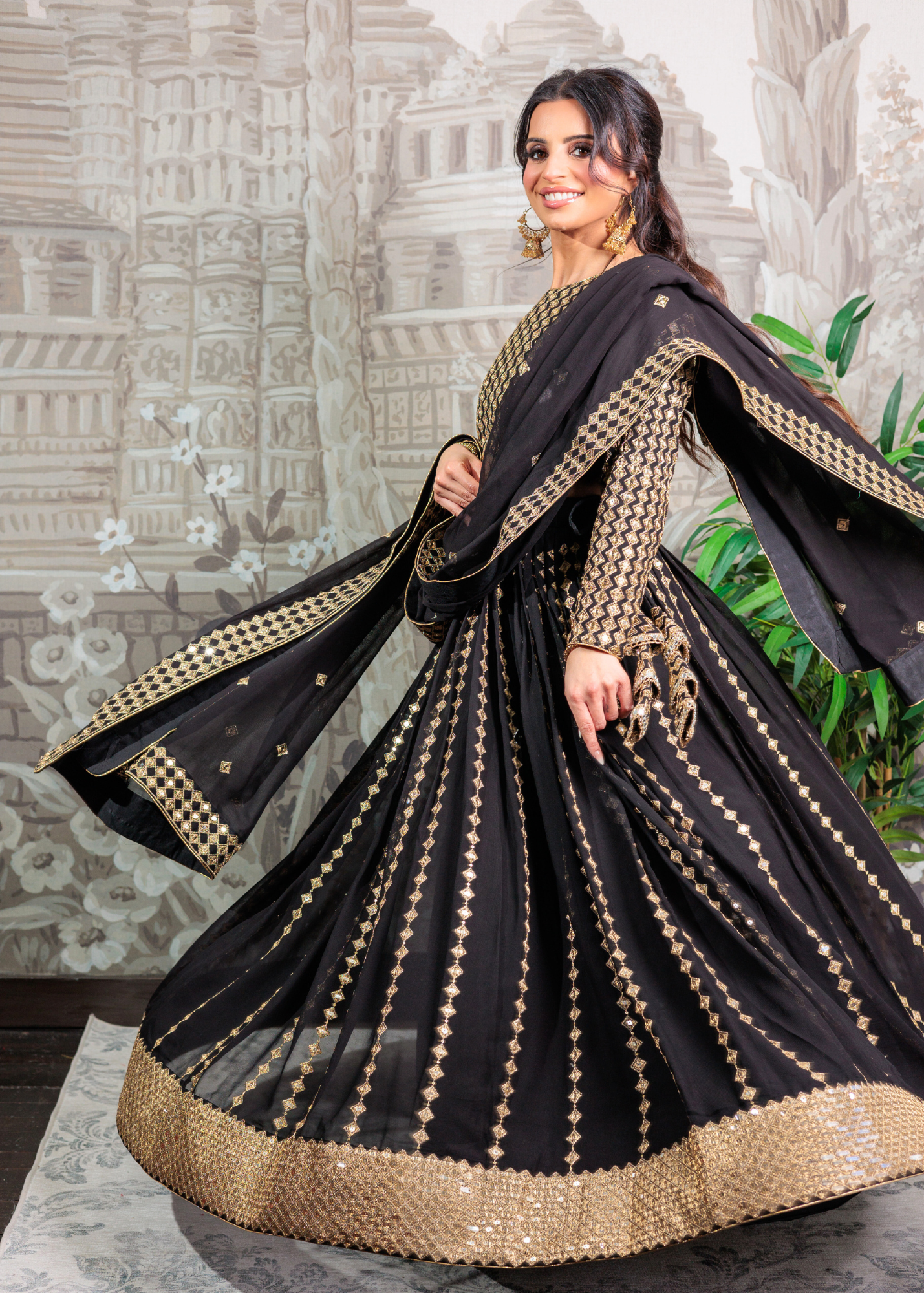Karina Luxury Black & Gold Lehnga (sizes 6-14)