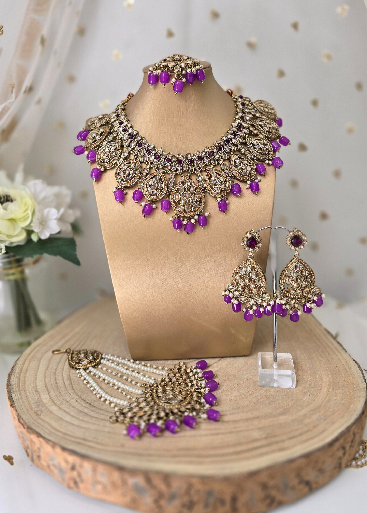 Polki Champagne Gold & Purple Set