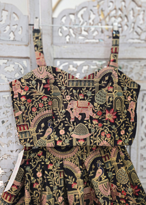 Elephant Black Embroidered Strap Blouse (4-16)