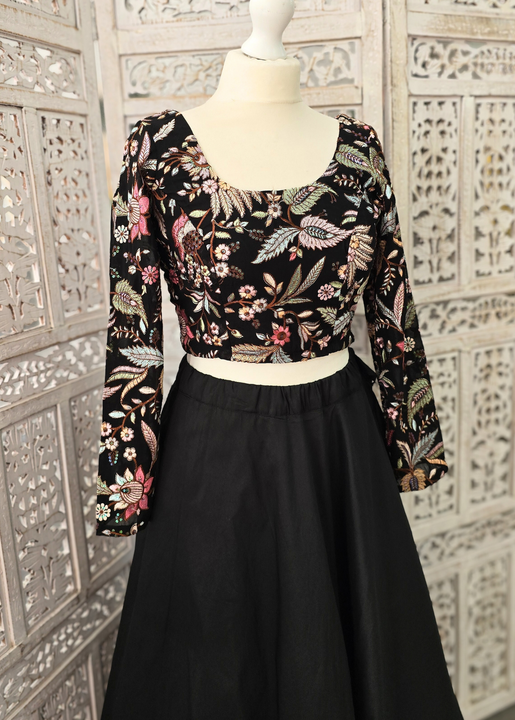Luxury Sarika Black Long Sleeve Blouse (size 8-20)
