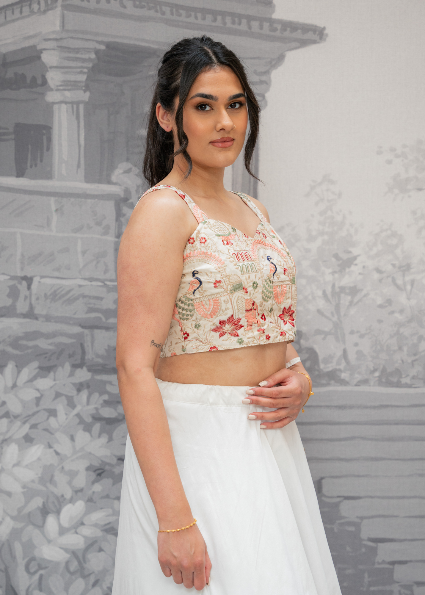 Elephant Ivory Embroidered Strap Blouse (4-16)