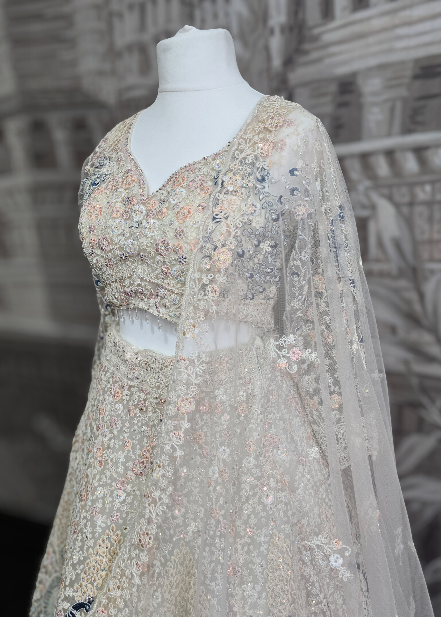 Luxury Ivory Peacock Lehenga (size 12)