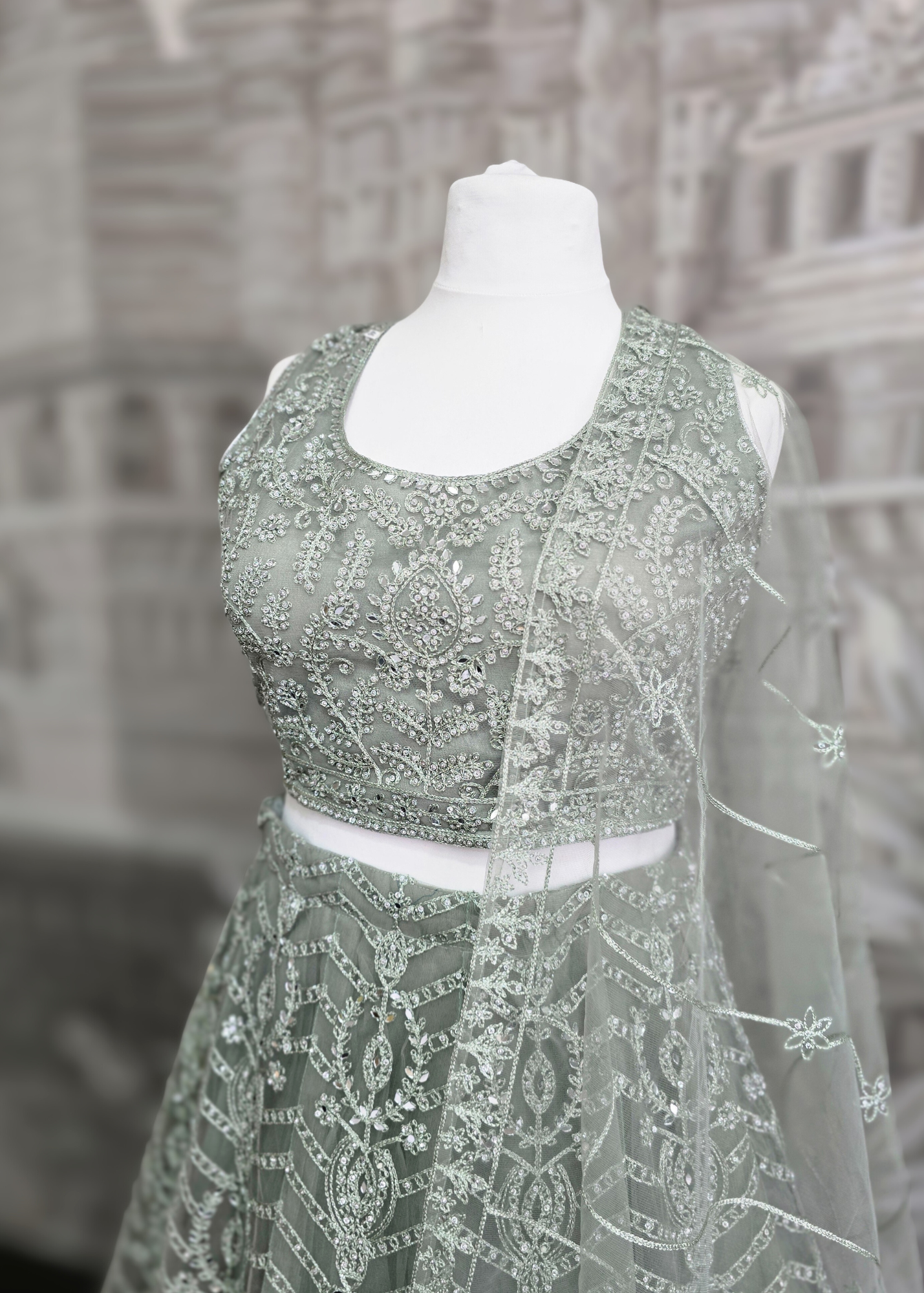 Luxury Pistachio Green Lehenga (size 18-20)