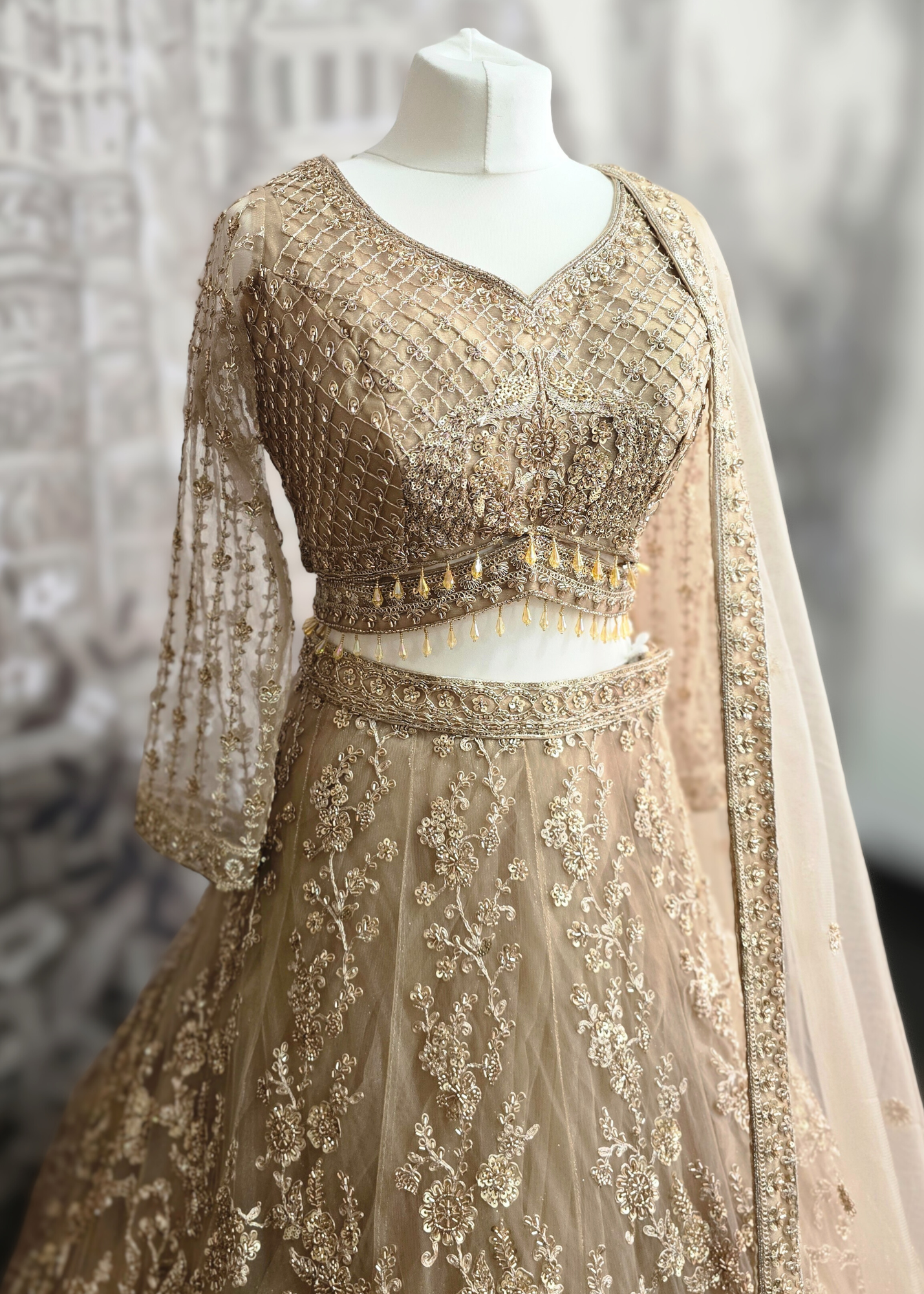 Luxury Champagne Gold Lehenga (size 12)