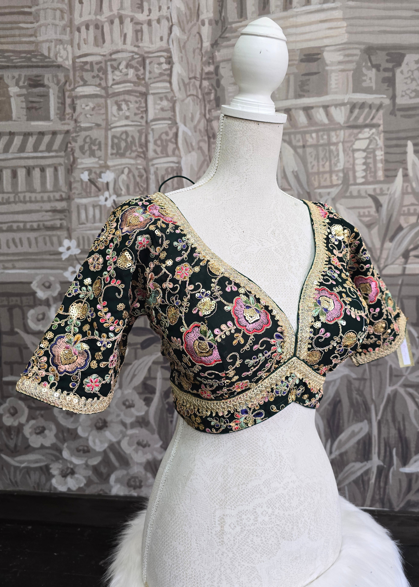 Genelia Dark Green Embroidered Blouse (10-12)