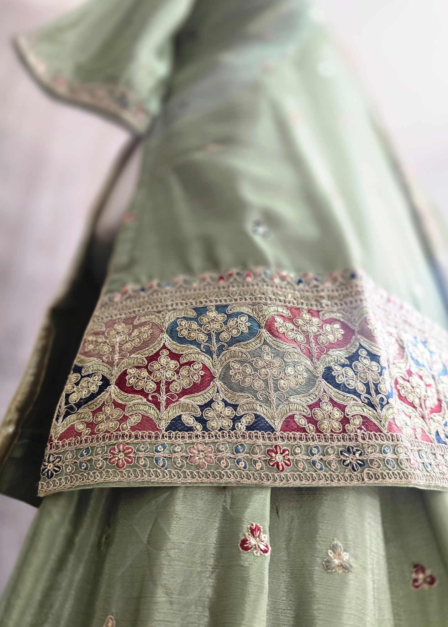 Luxury Mint Embroidered Sharara Suits (Sizes 16-20)