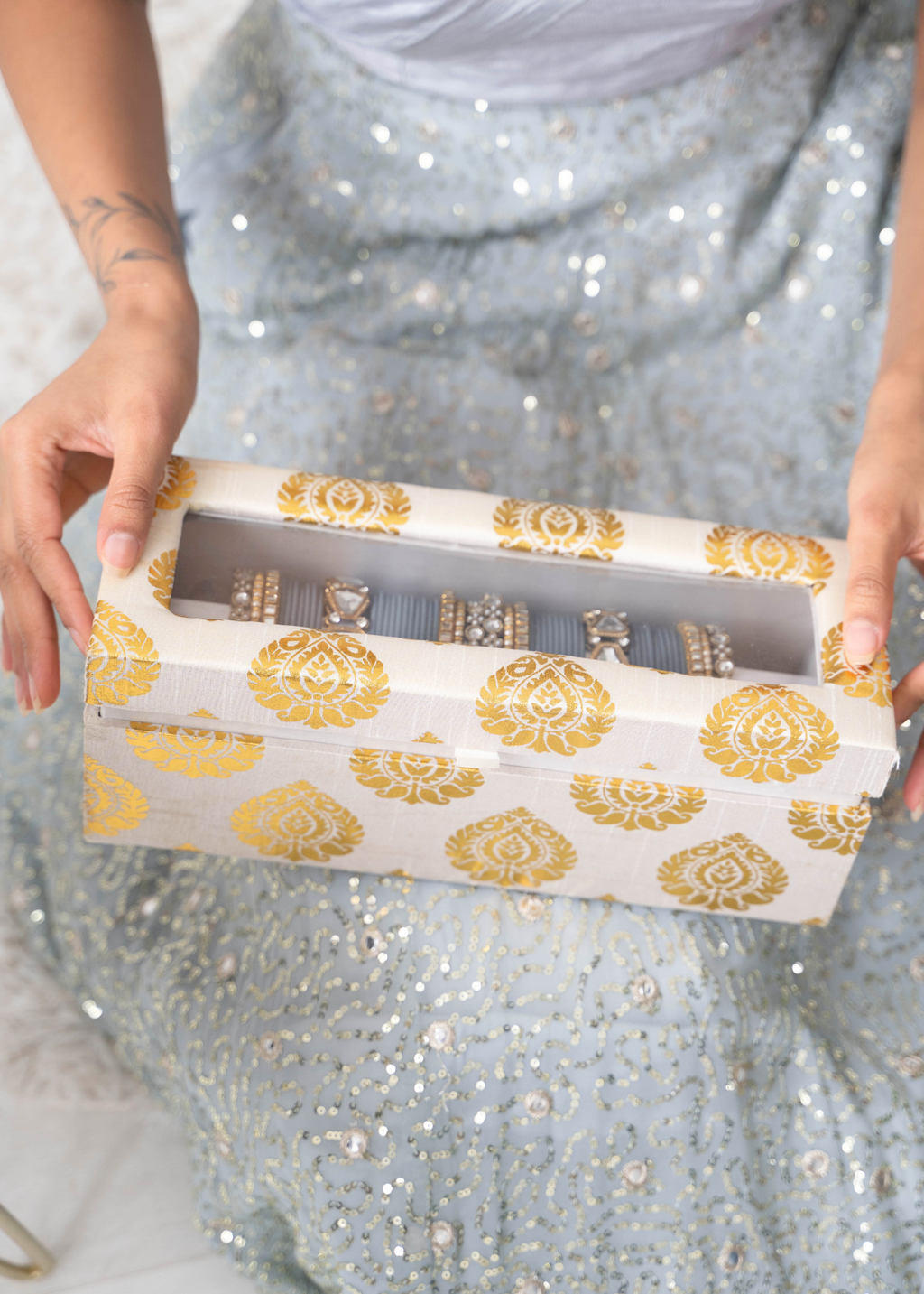 Ivory Brocade Bangle Box