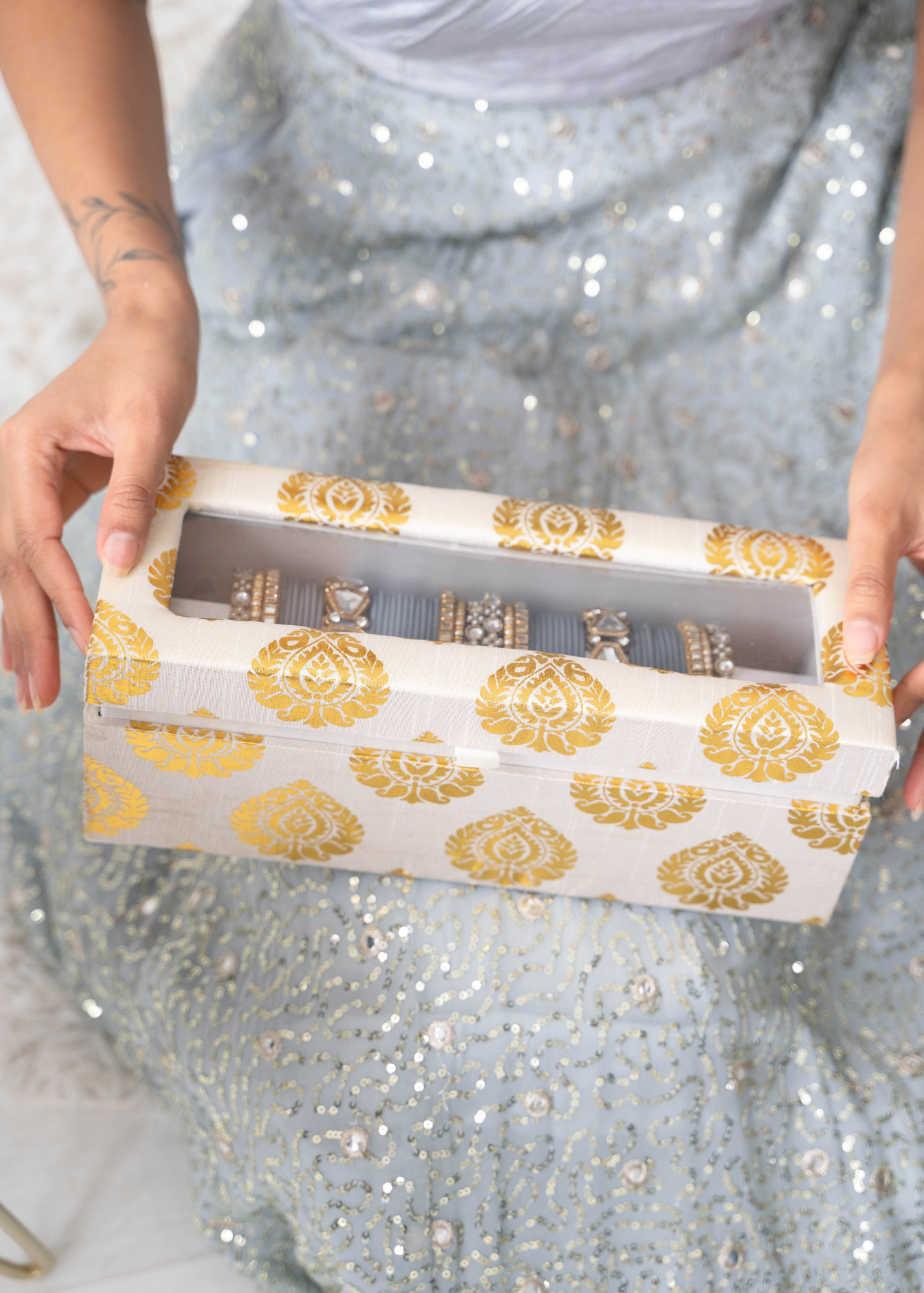 Ivory Brocade Bangle Box