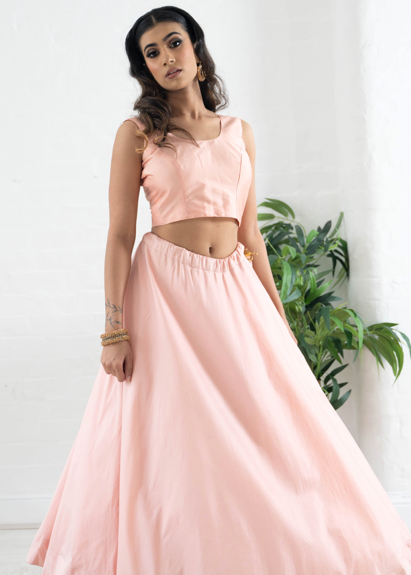 Sleeveless Peach Silk Blouse (4-18)