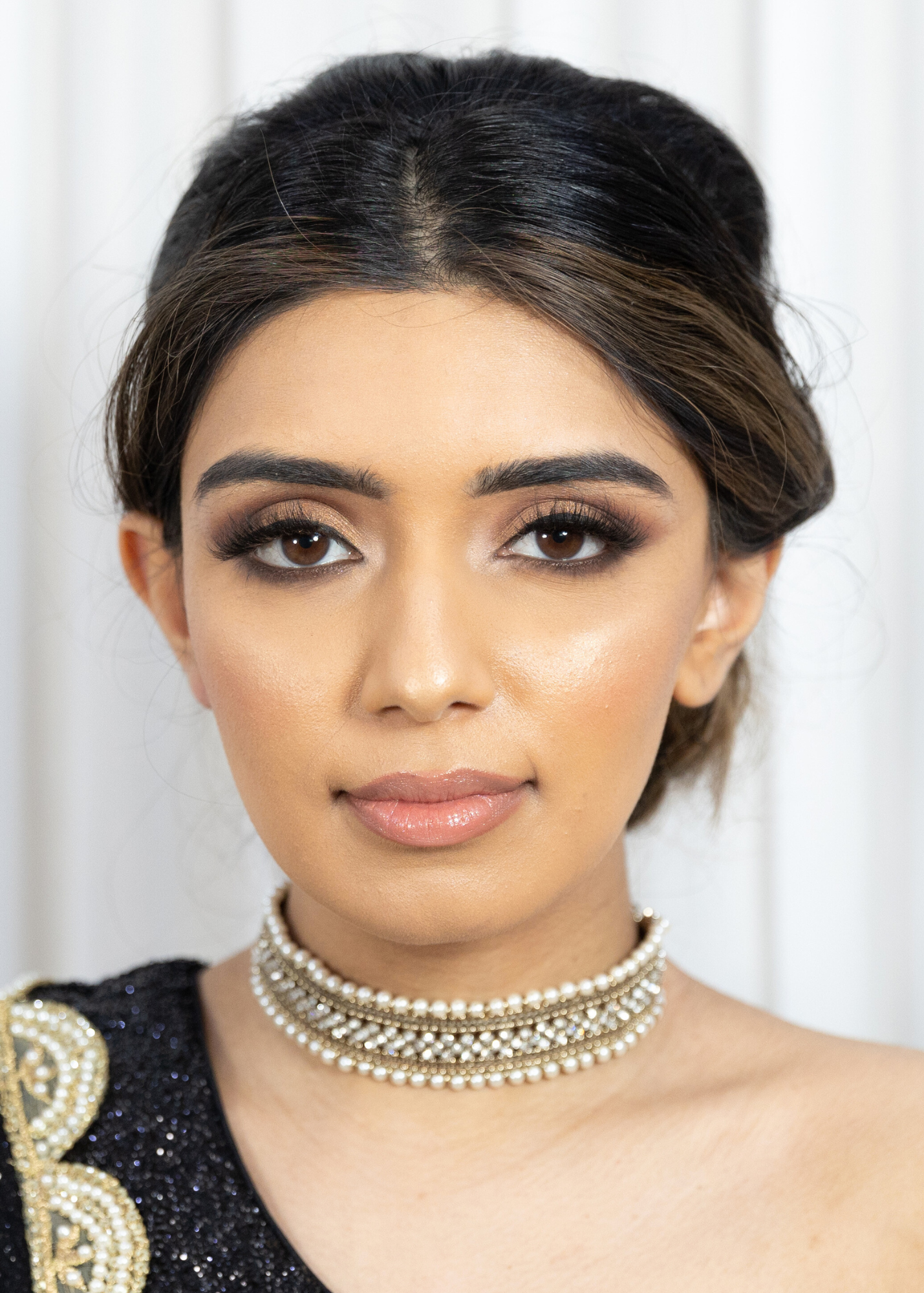 Celina Pearl & Antique Gold Choker with Clear Stone
