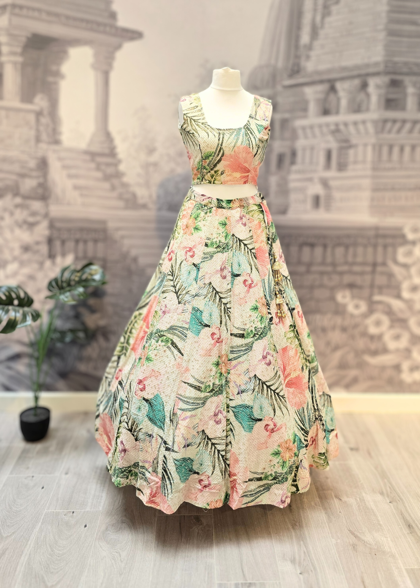 Isabella Sleeveless Ivory & Green Floral Blouse