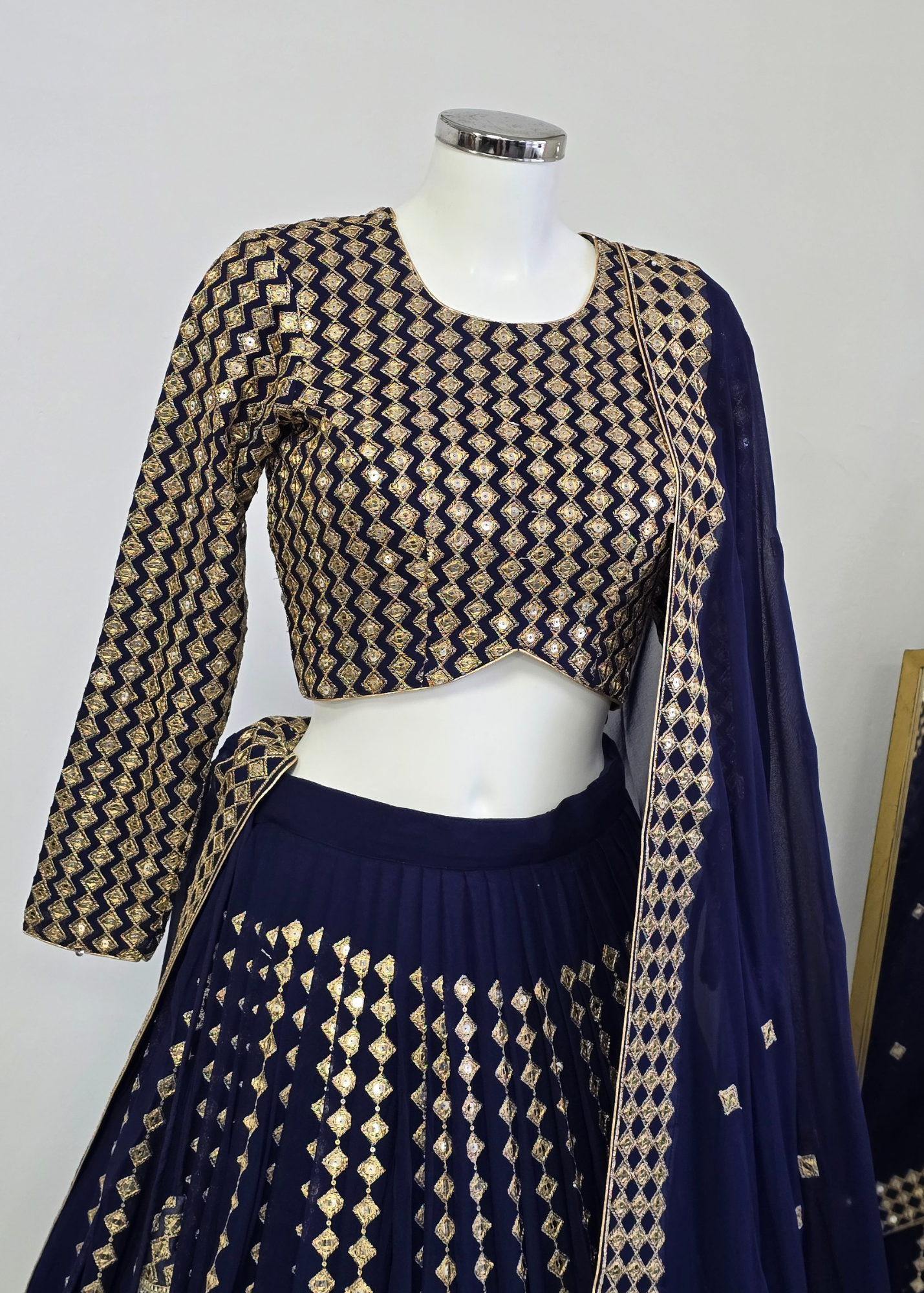 Karina Luxury Navy & Gold Lehnga (sizes 6-14)