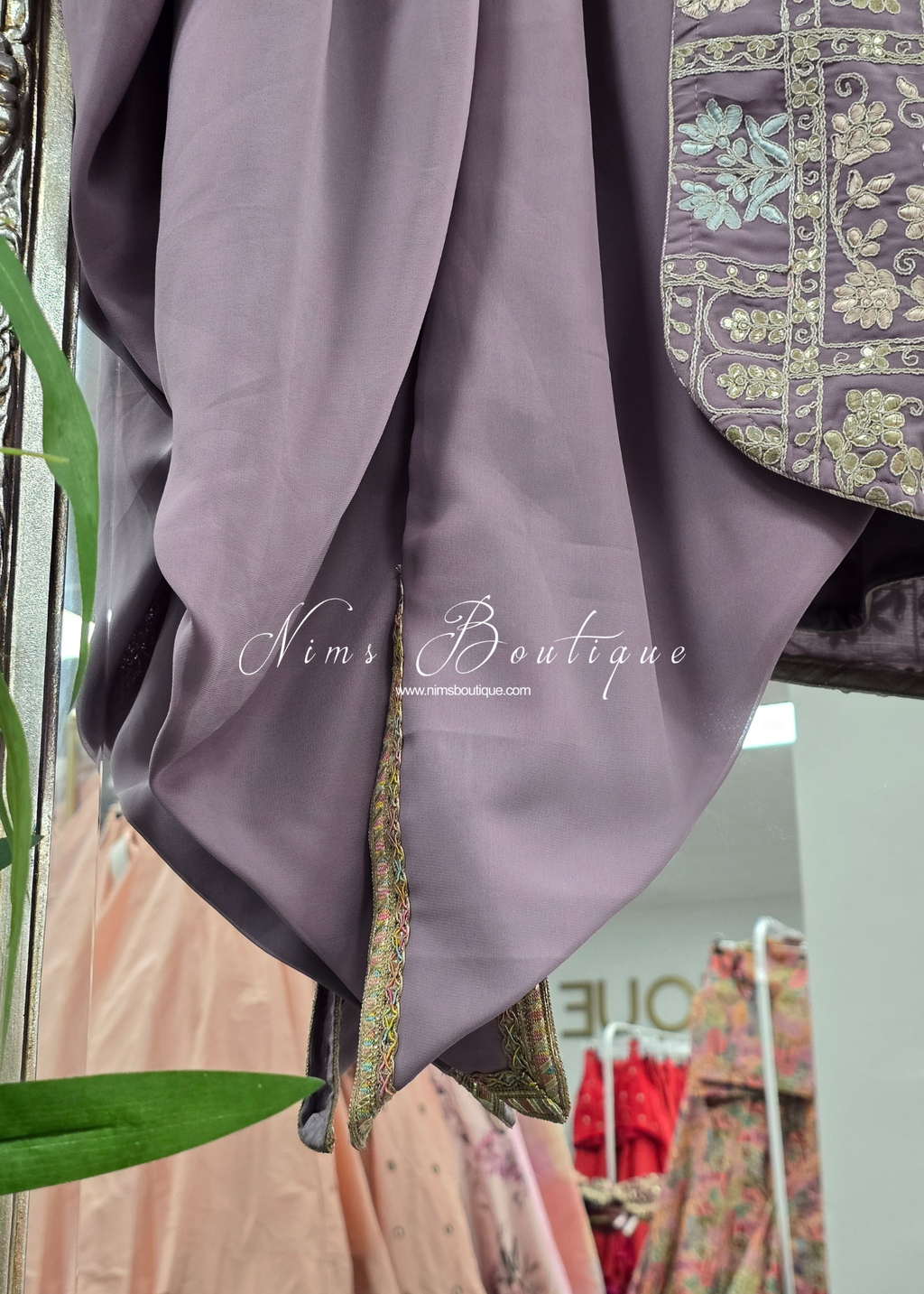 Lilac Embroidered Dhoti Salwar Suit (Size 10- 12)