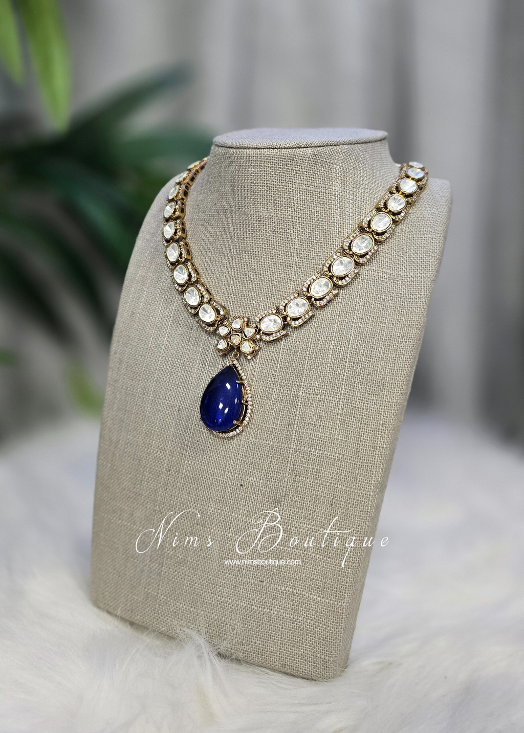 Saanvi Navy Stone Jewellery Set