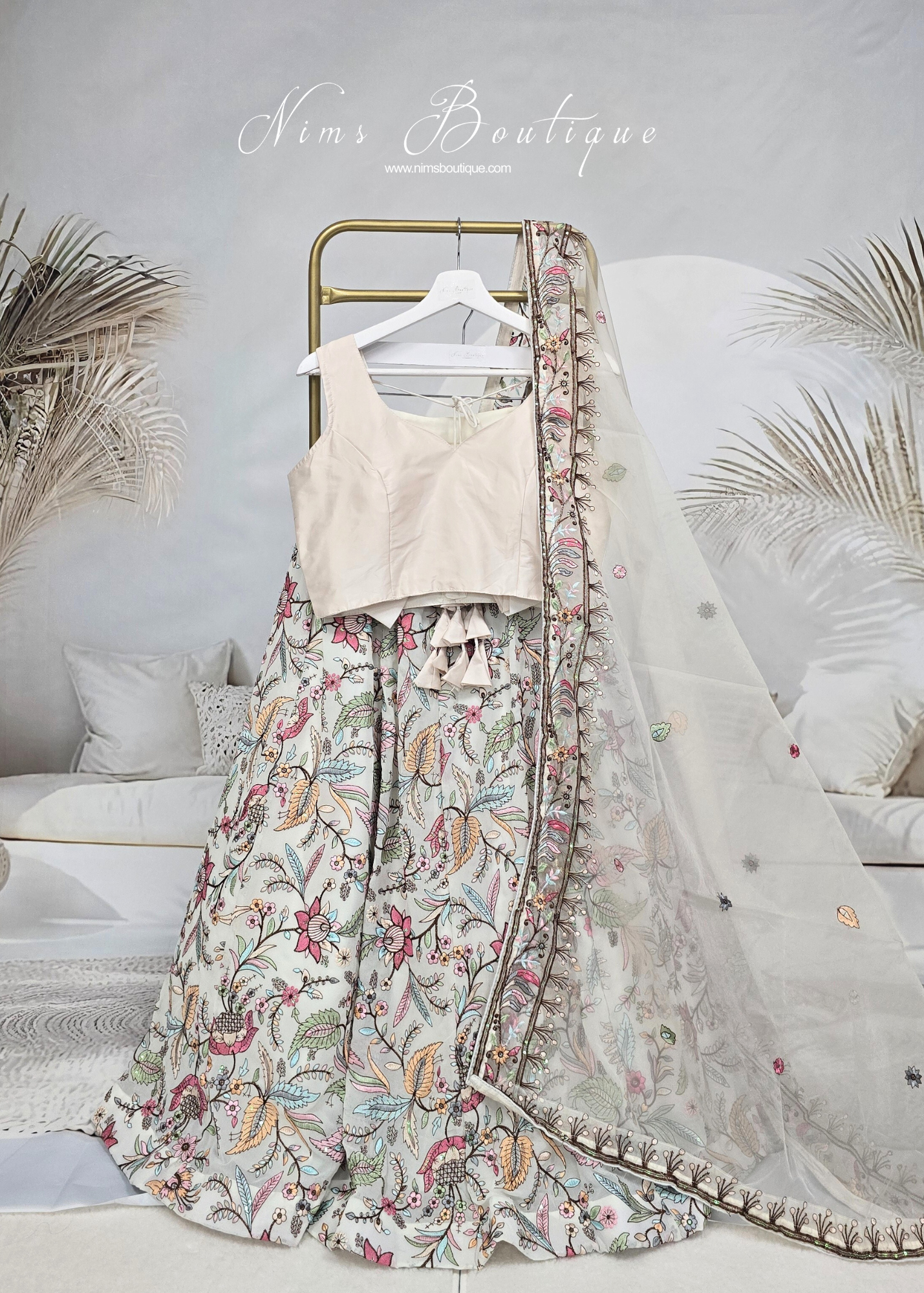 Sarika White Multicolour Embellished Luxury Skirt (sizes 4-22)