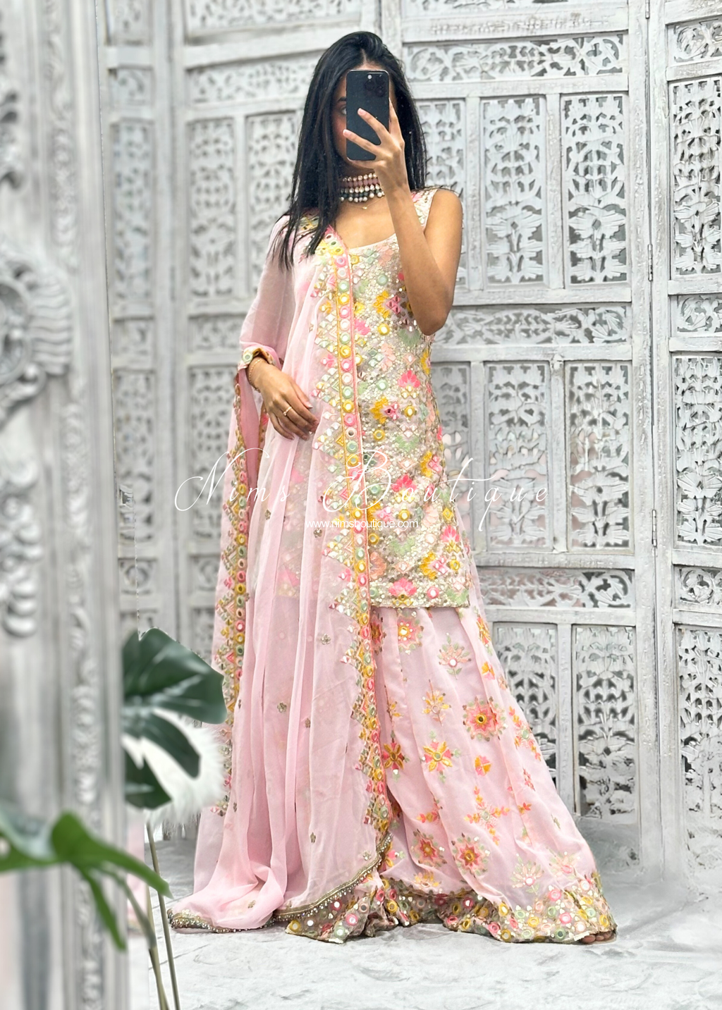 Cienna Luxury Pink Pastel Sleeveless Sharara Suit (4-18)