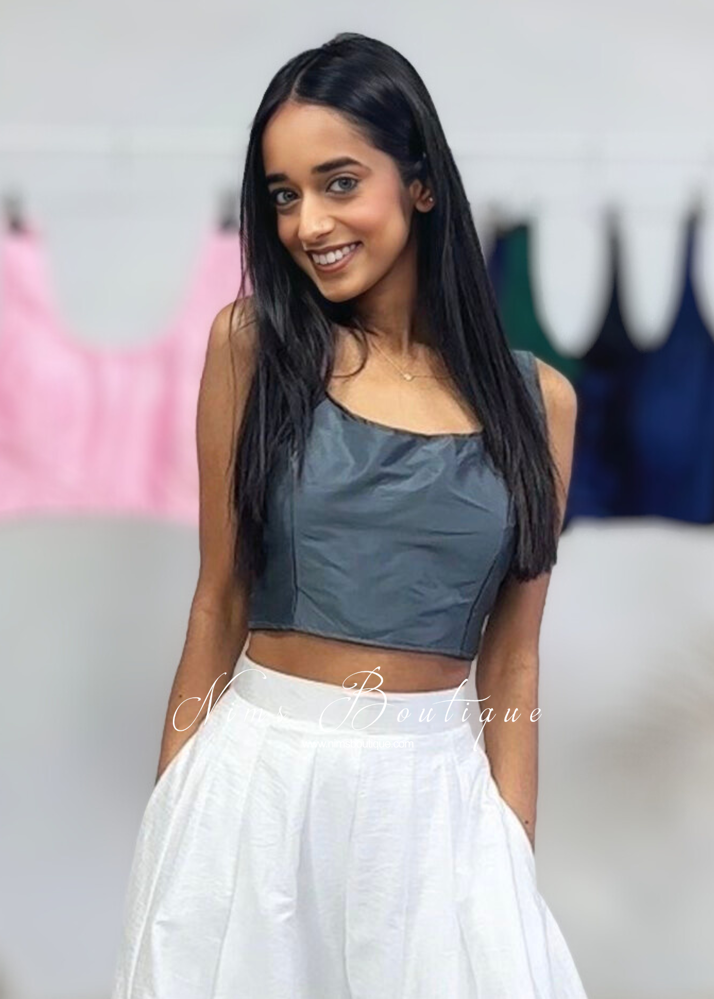 The NB Grey Silk Blouse (petite sizes 4-8)