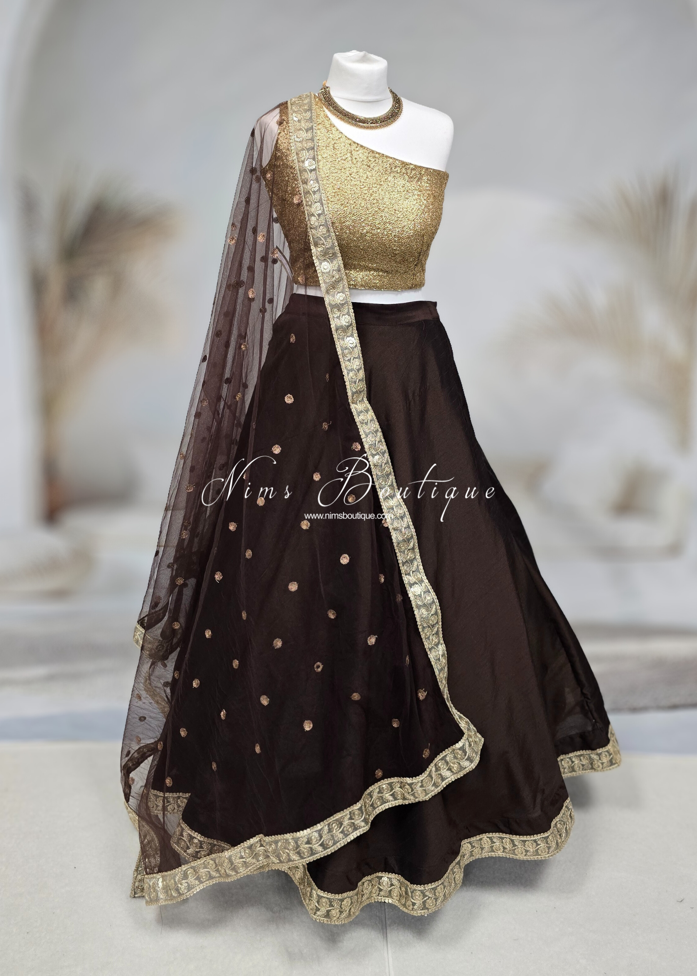 Luxury One Shoulder Rose Gold Sequin Blouse (4-22)