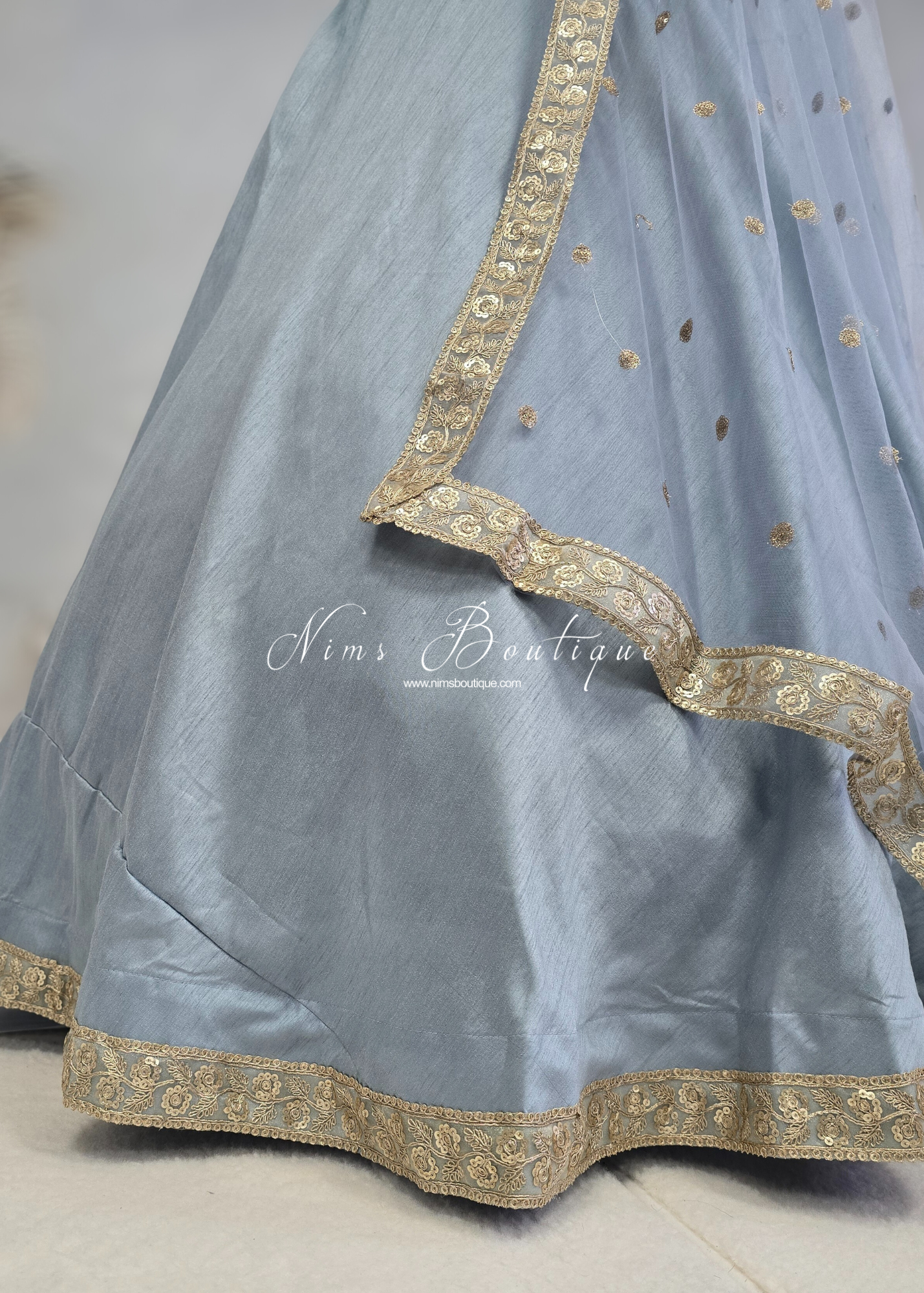 Saloni Readymade Dusky Blue Raw Silk skirt/lehnga (sizes 4-20)