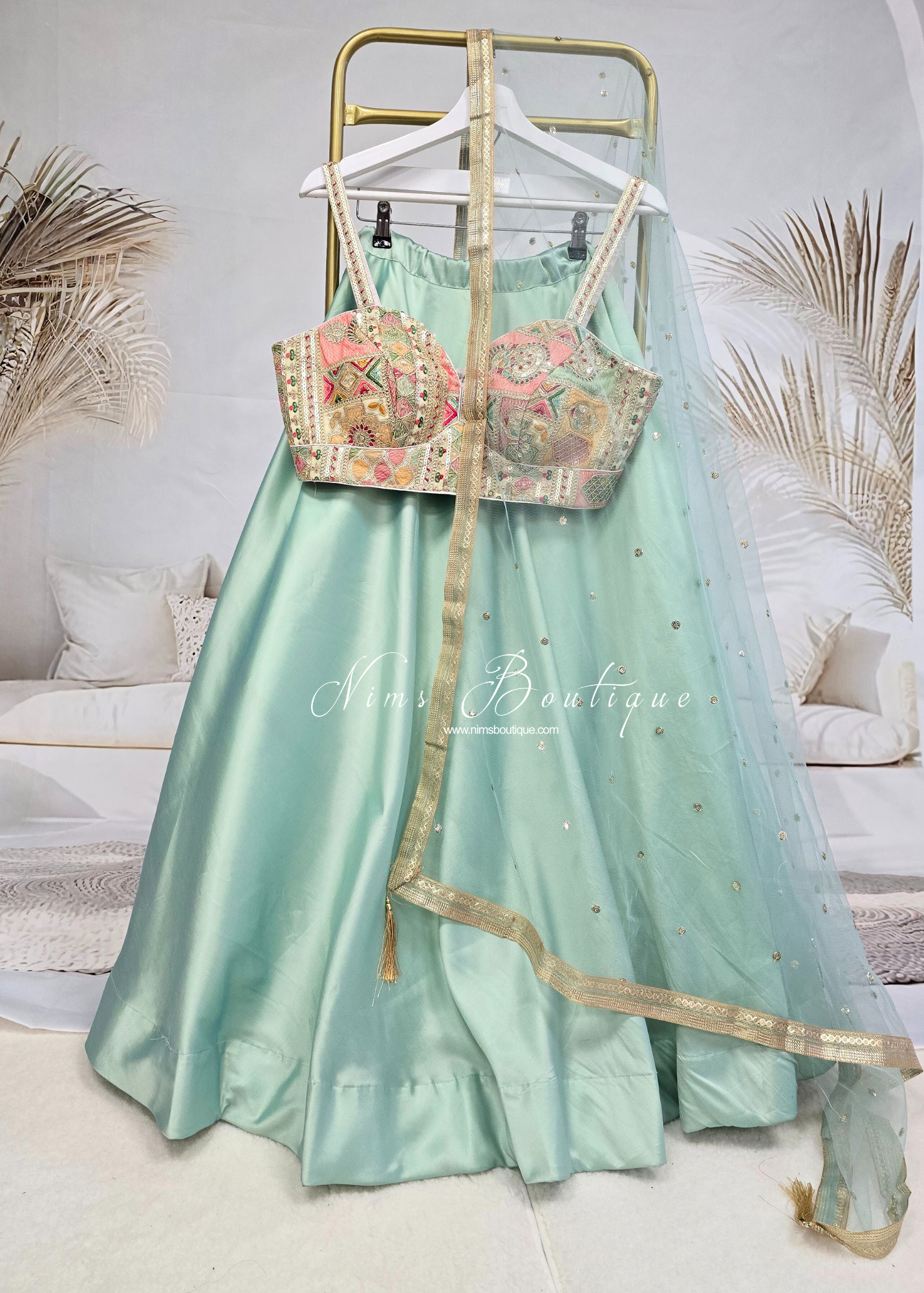 Readymade Mint Silk skirt/lehnga (sizes 4-22)