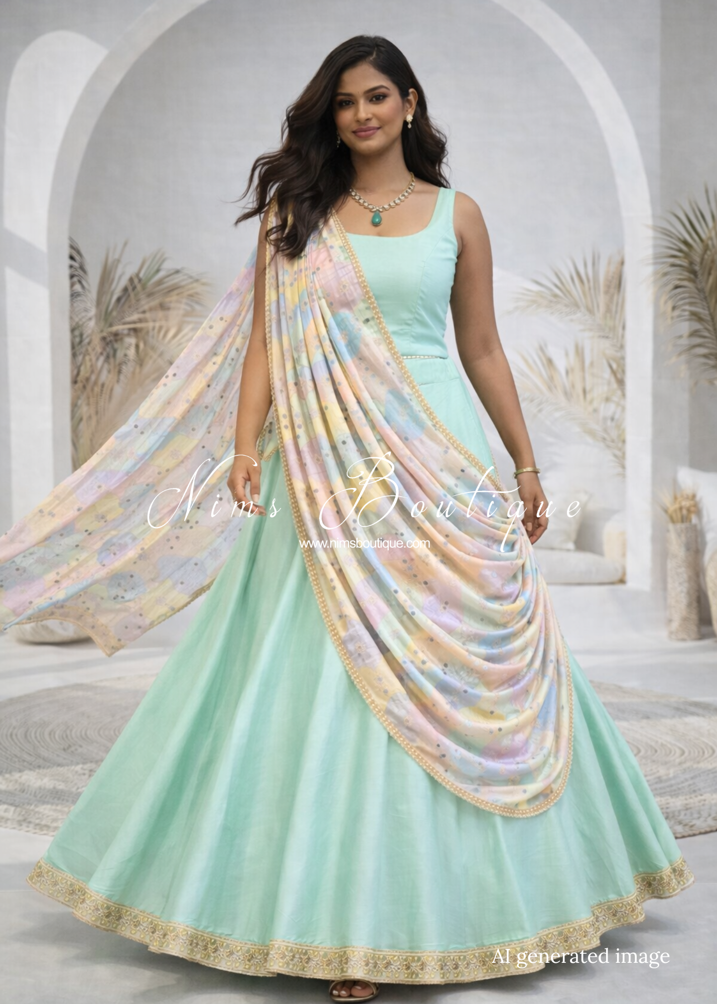 Sitara Luxury Pastel Multicolour Mirror Dupatta/Chunni