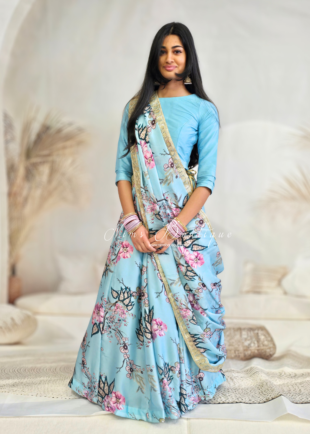 Sakura Satin Blue readymade skirt/lehnga (sizes 6-22)