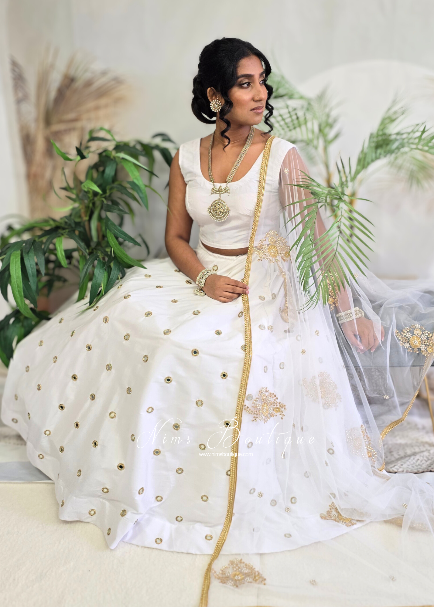 Rani Luxury White Mirror readymade skirt/lehnga (size 4-22)