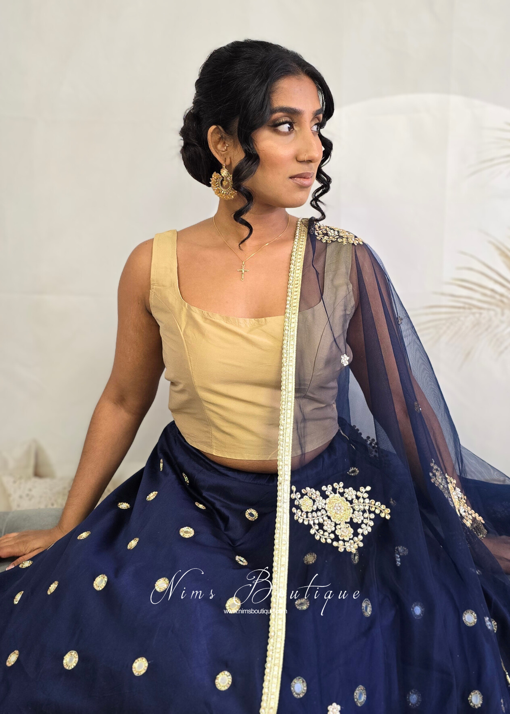 Meghna Royal Gold Stone Cluster Earrings