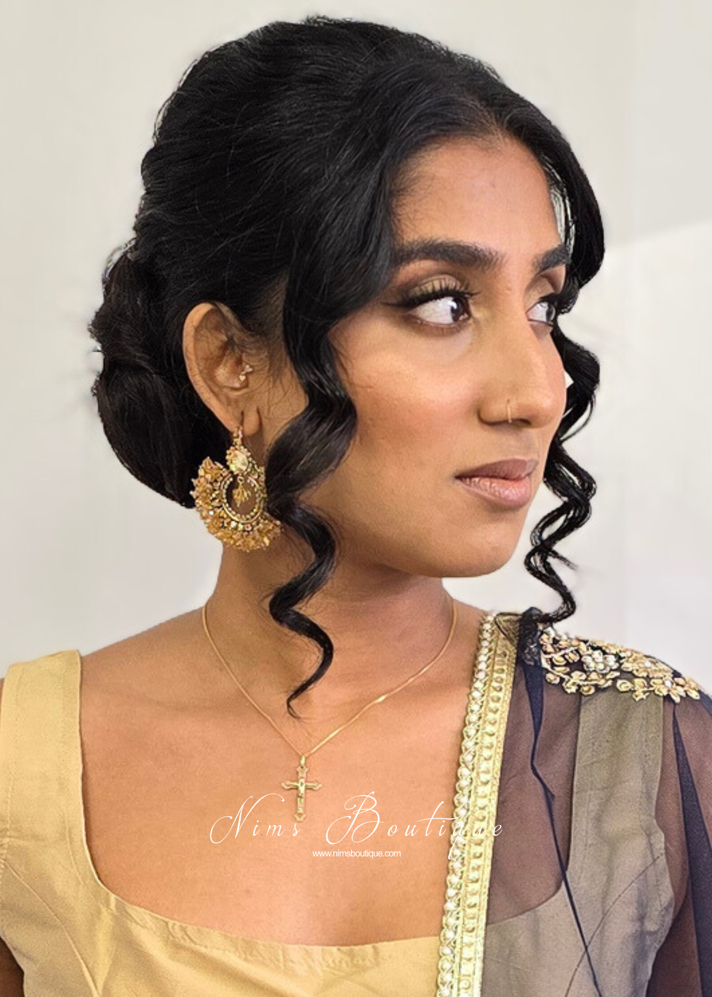 Meghna Royal Gold Stone Cluster Earrings