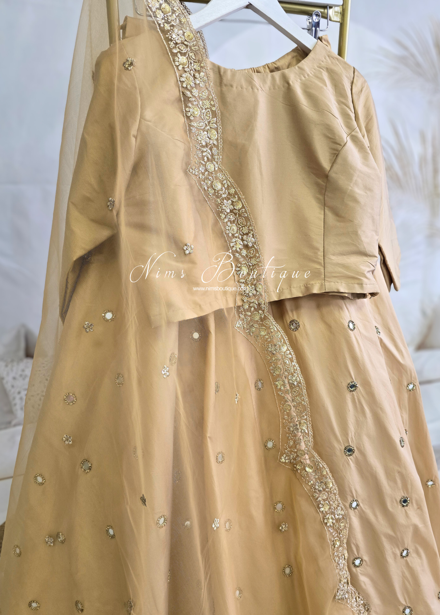 Gold Silk High Neck Blouse with sleeves (10-24)