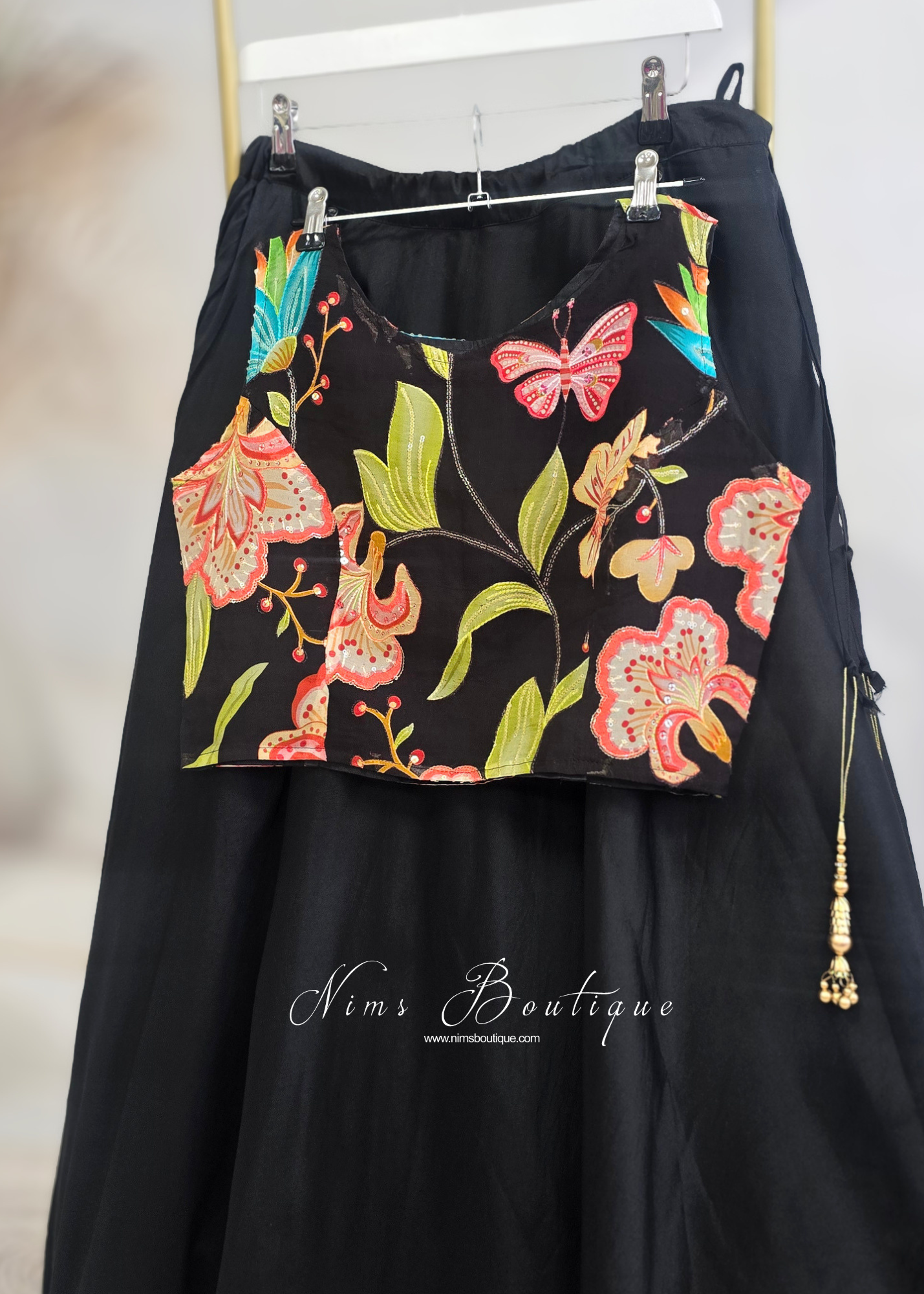 Lillianna Black Brights High Neck Floral Blouse