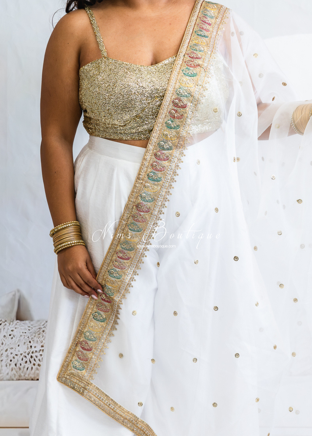 Arya White Flared Trousers (sizes 4-18)