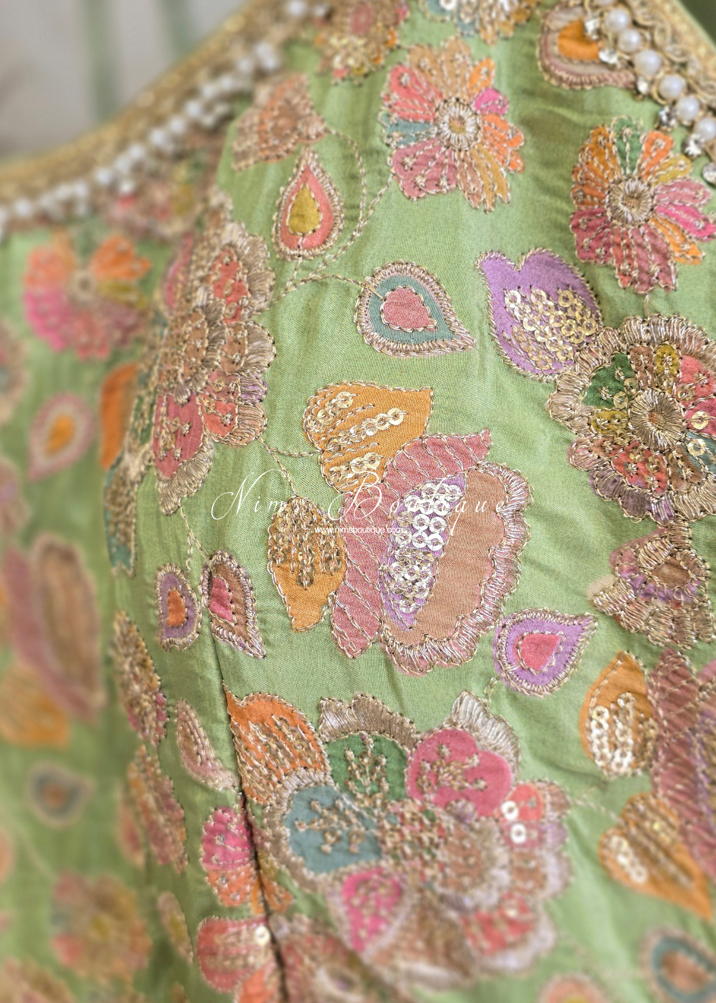 Lime Pastels Frock Thread Embroidered Gharara Suit (size 12)