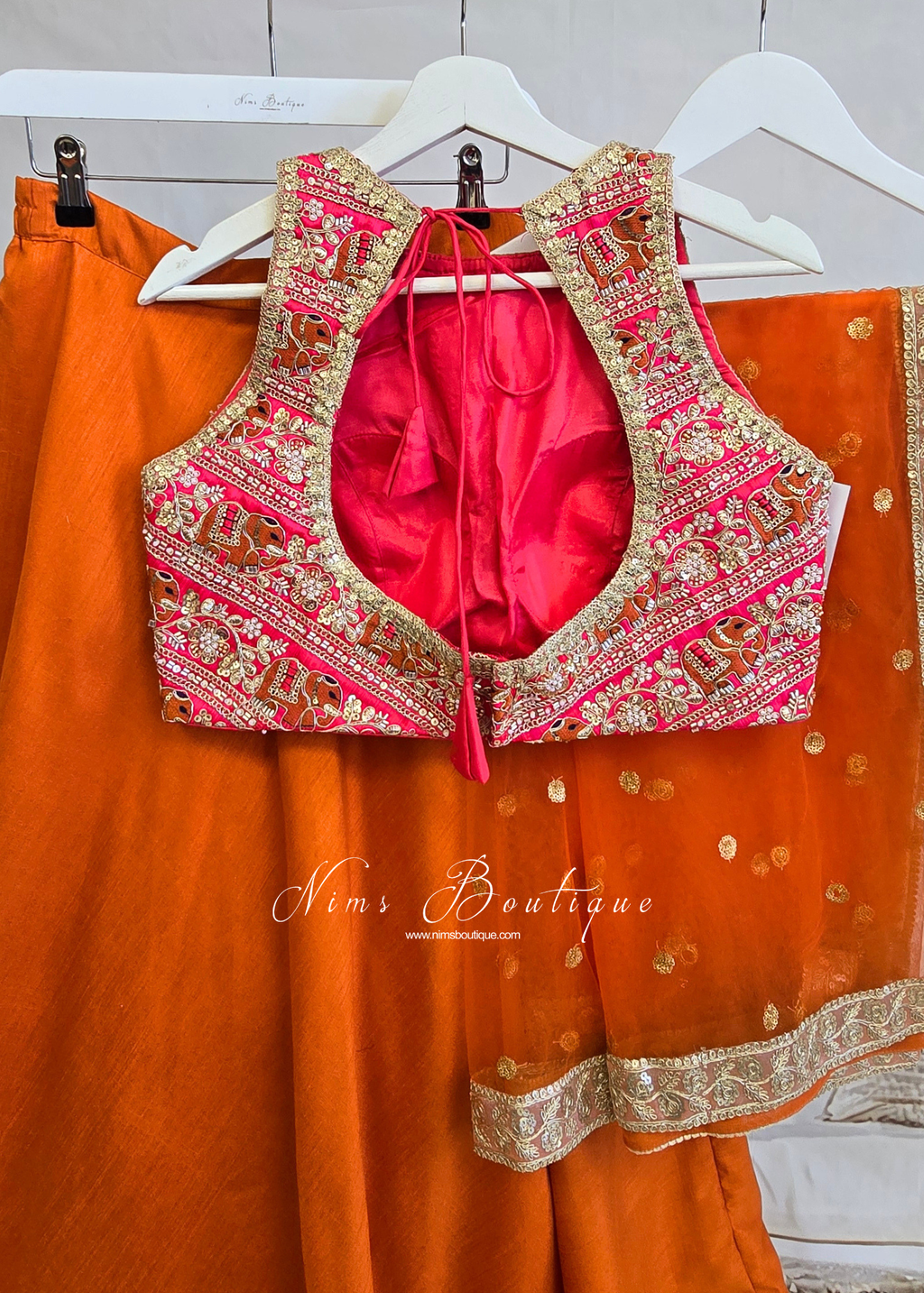 Serena Luxury Elephant Embroidered Pink Blouse (one size)