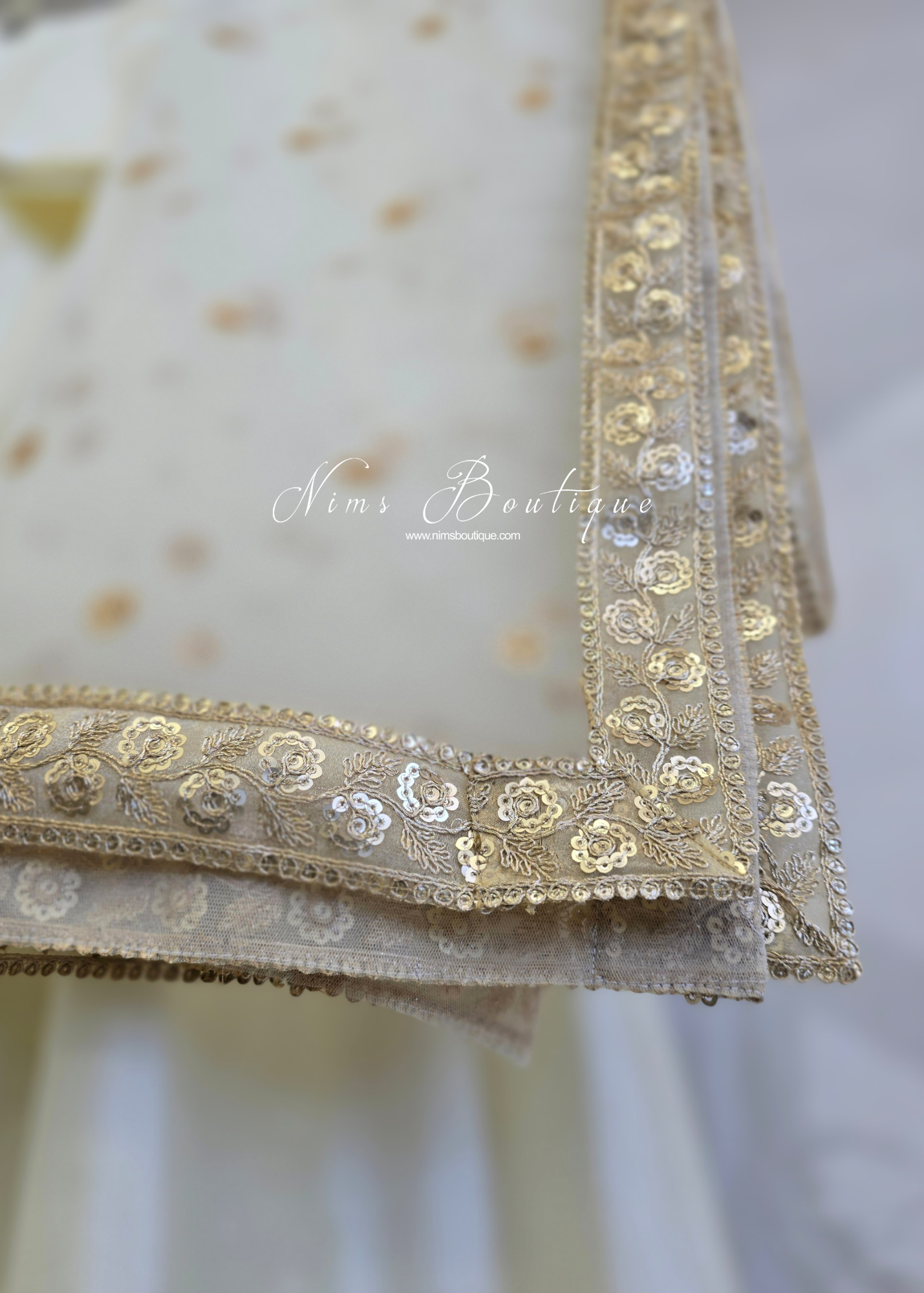 Saloni Cream Sequin Dupatta/Chunni