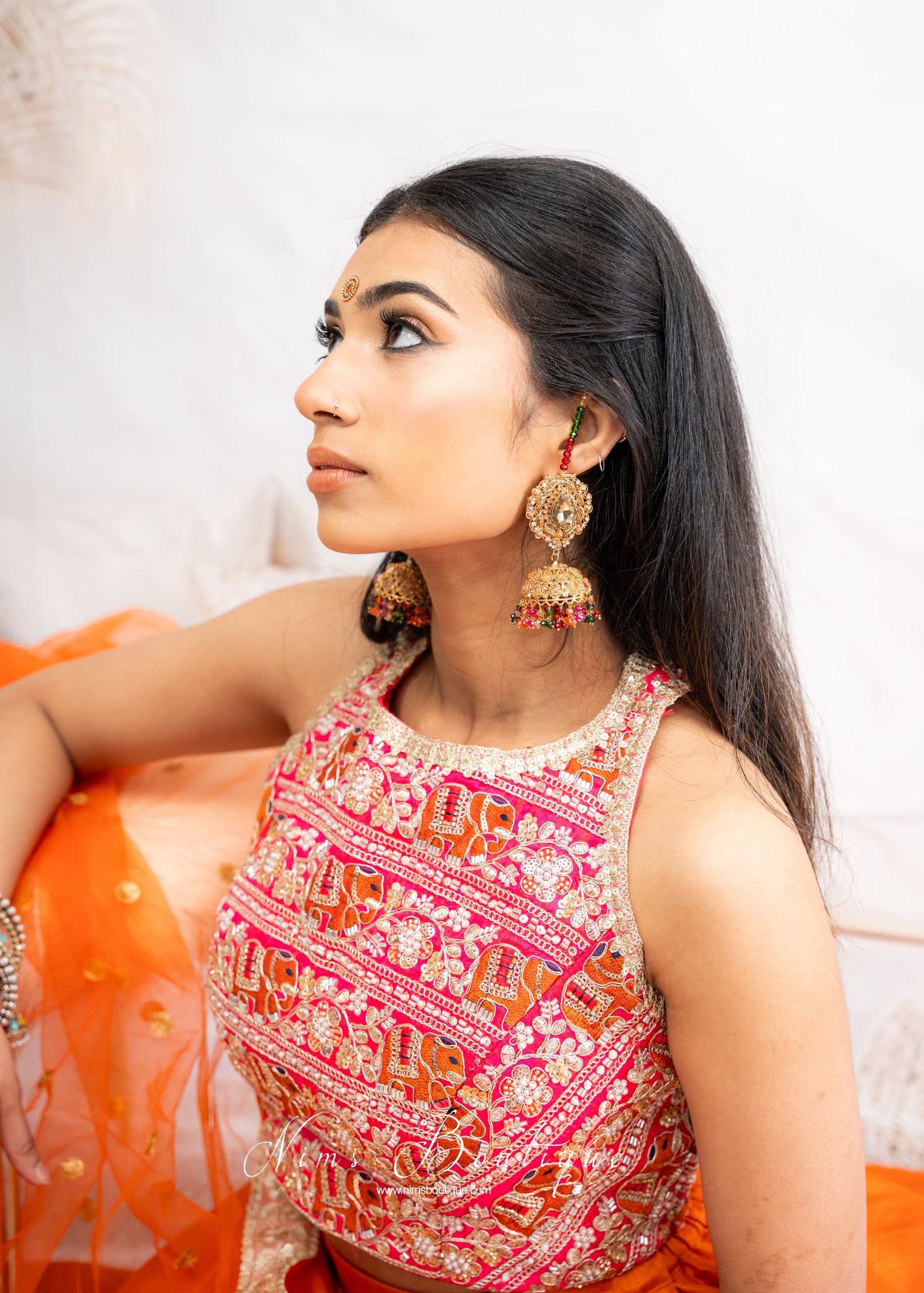 Serena Luxury Elephant Embroidered Pink Blouse (one size)