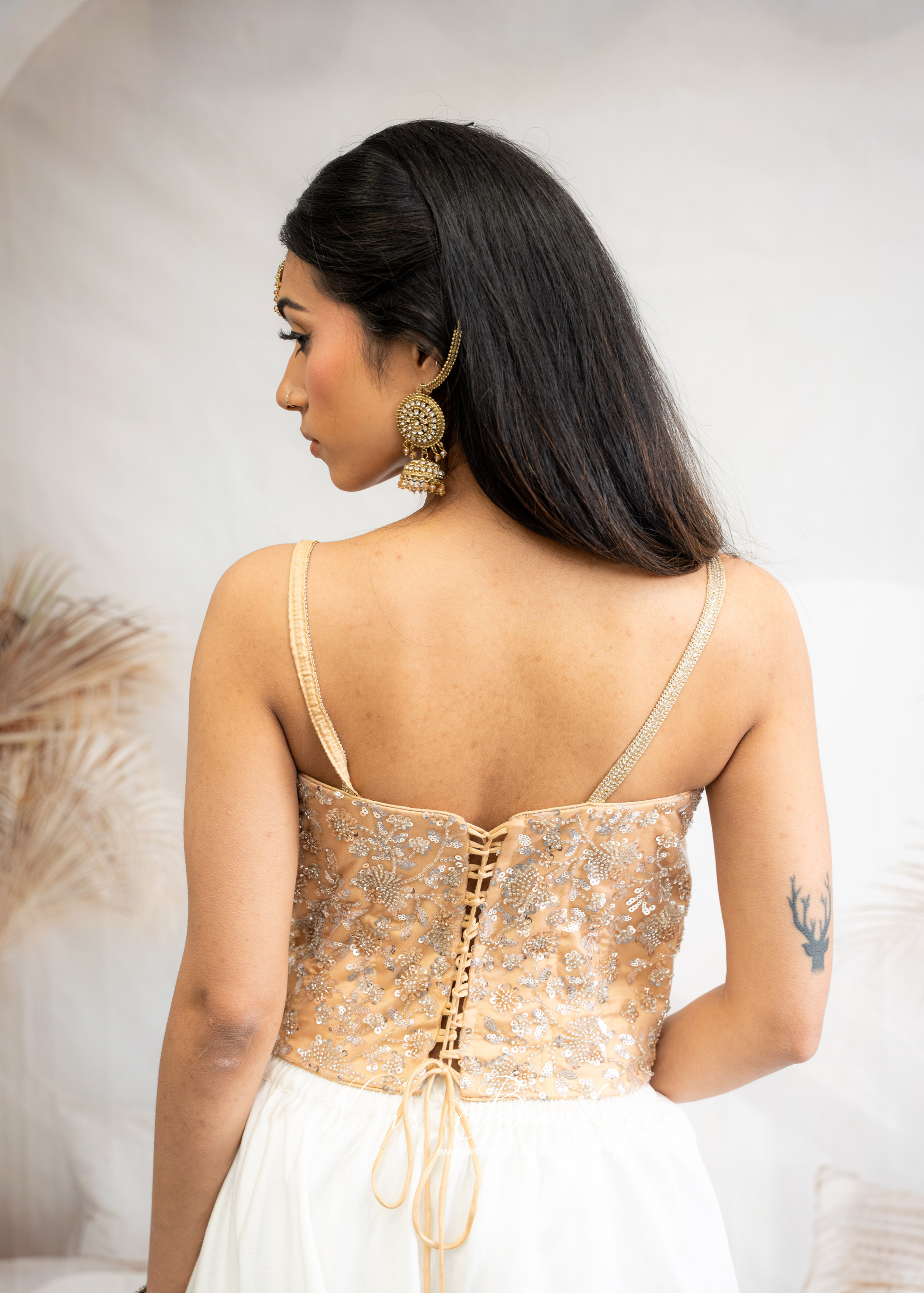 Luna Luxury Gold Sequin Corset Blouse (one size)